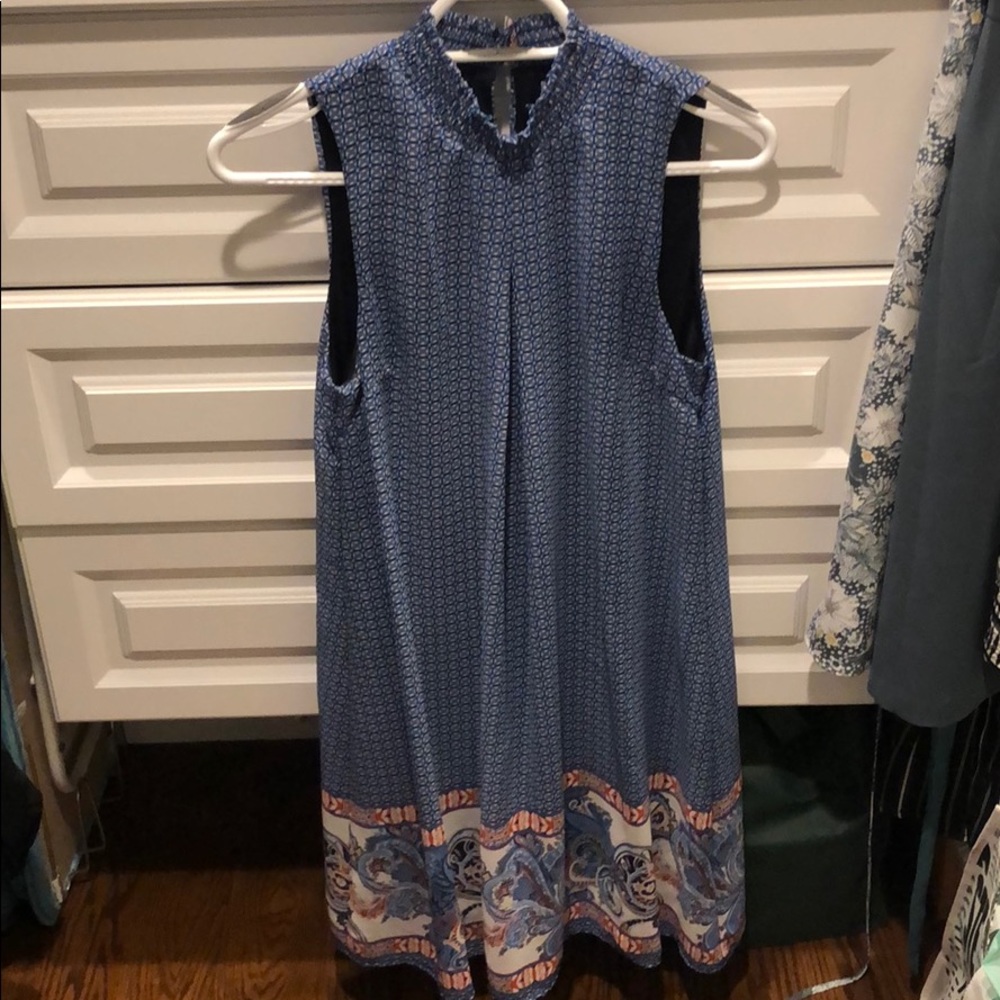 High neck printed dress